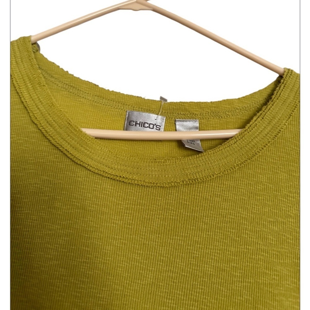 Chico's Chartreuse Green Ribbed Knit Top - Picture 3 of 4